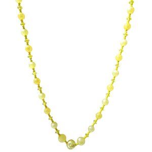 Vintage Boho Chic Yellow Beaded Necklace Retro 50s 60s Fashion Jewelry Women